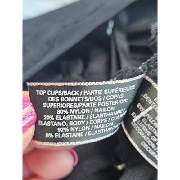 VS floral lace unlined triangle bralette NEW Med Black - Picture 5 of 6